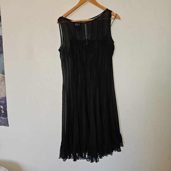Adrianna Papell Black Sheer Overlay Cocktail Party Dress Women’s Size 8 - Picture 14 of 15